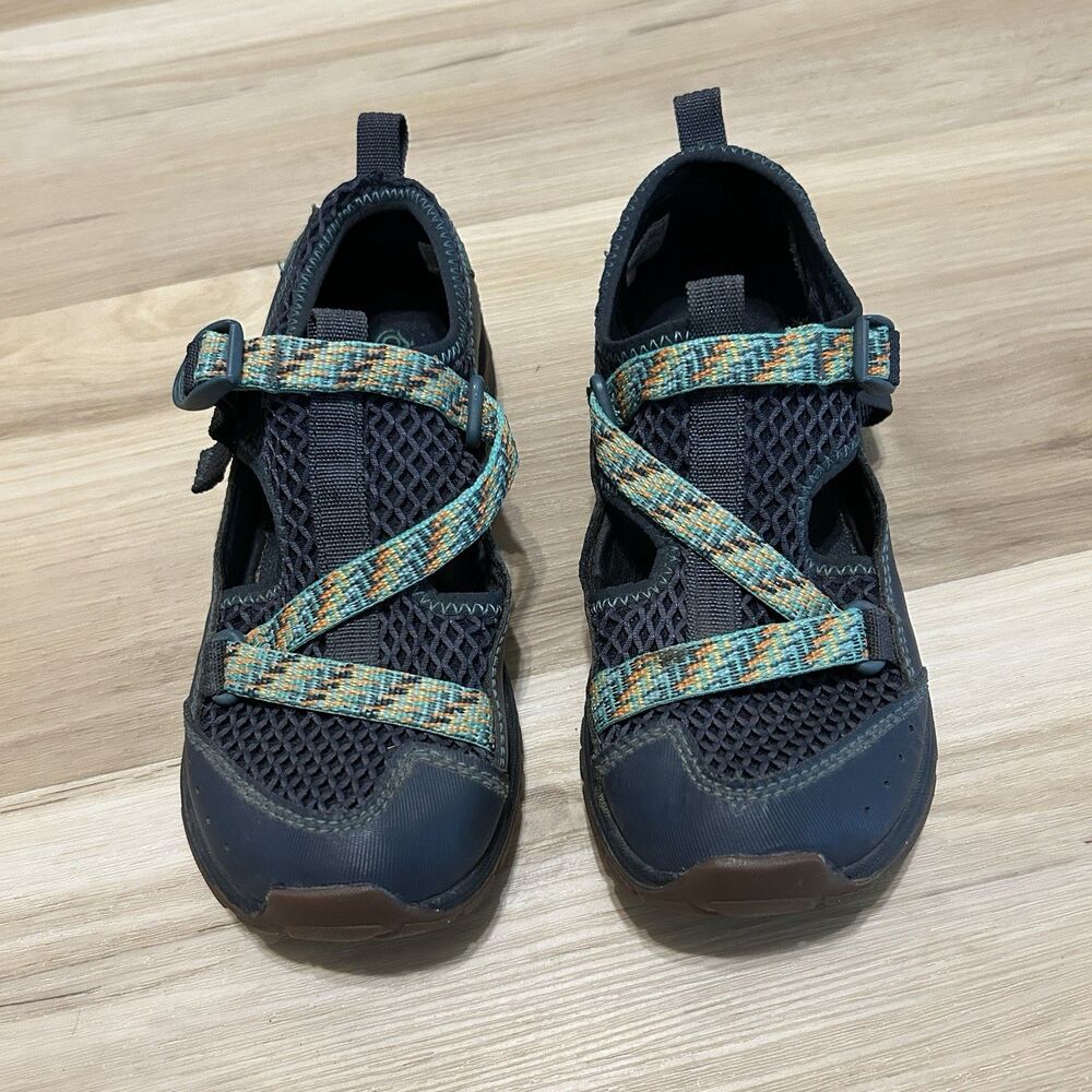 Chaco Odyssey Youth Water Sandals Kids Size 2 Navy Green Sport